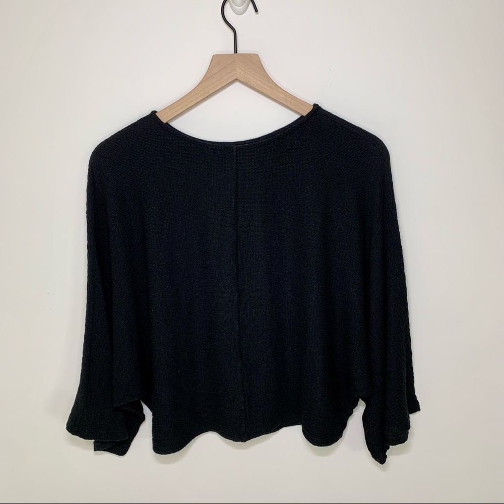 Maeve Black Dolman Textured Crop Blouse, M